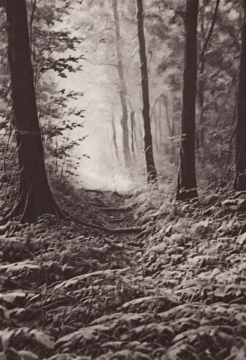AgfaBroviraSpeedBS310RC2, instagram photo, a foggy forrest, hard shadows, film grain