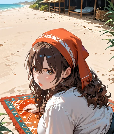 PonyScores7, source_anime, ah1, <lora:natsumi_style:0.5>, <lora:by_usakun-pony:0.4> by usakun, <lora:Akina_Bbw_Style_-_PonyXL:0.2> AkinBw
BREAK 1girl, (curly hair), long hair, (brown hair:1.3), mature female, (round face:1.2), (curvy), round-chin, (brown eyes:1.4), (plump face), <lora:Round_face:0.1>, <lora:ETO_OCPonyXL:0.5> eto_oc, skindentation, (plump), thick thighs, wide hips, busty, voluptuous, kinky curls, lips, <lora:venus body PonyXL:0.4>,  (angry expression, looking right, eyes crossed), (on stomach, from above, feet up, legs together,  looking back,  looking at viewer), (Oasis, A secluded oasis hidden among sand dunes, with a crystal-clear pool surrounded by lush vegetation, a wooden gazebo providing shade, colorful rugs spread out for picnics, and the sound of songbirds filling the air), looking at viewer,  (fringe), (bangs), (hair between eyes), (Green and Black Malaysian Baju Kurung, Comprises a long dress with a matching headscarf)
BREAK <lora:xl_more_art-full_v1:0.2>, <lora:shinyskin2:0.2> glistening skin, <lora:aesthetic_anime_v1s:0.2>, <lora:Expressive_H:0.2> Expressiveh, <lora:hairdetailpxl:0.2> hairdetailpxl, <lora:EpicF4nta5yXL:0.2>, <lora:detailxl:0.2> detailxl, <lora:Fant5yP0ny:0.2>, best quality, amazing quality, best aesthetic, absurdres, <lora:expressive eyes:0.2> expressive eyes, <lora:eyedetailpxl:0.2> eyedetailpxl, illustration, Volumetric_Lighting, ultra-detailed, very aesthetic, intricate details, 8k, masterpiece, best_quality 
BREAK (High Angle (from the side) view medium Distance shot) 
BREAK <lora:Eyes_High_Definition:0.3> EyesHD, Stable_Yogis_PDXL_Positives, AS-Adult, <lora:Complicated fantasy portrait - XL Pony V2.0:0.4>, bad-hands-5, <lora:HDA_Detailer:0.2>,  HDA_FatGirlXL,