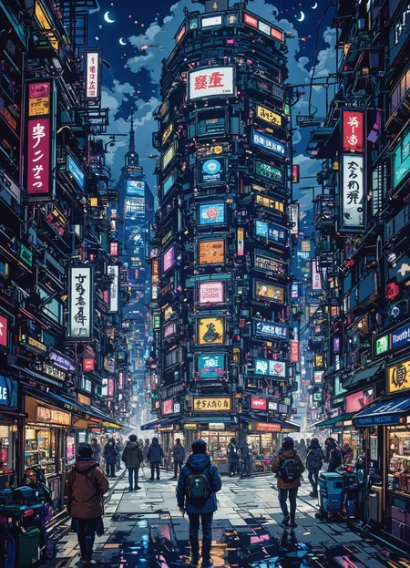A digital artwork in the style of cknc,


large Akihabara open place in Tokyo, by night.
