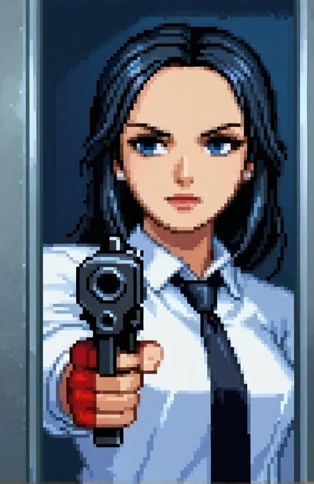pixelart,
pixelart,
pixelart, a portrait of a female mafioso aiming a gun , 8bit, 16bit