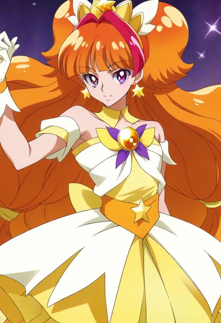 8k hd, (uncesored:1.2), 1girl, curetwinkle, long hair, orange hair, purple eyes, <lora:PrettyCureGoPrincess_CureTwinkle_bbccaaa:1>