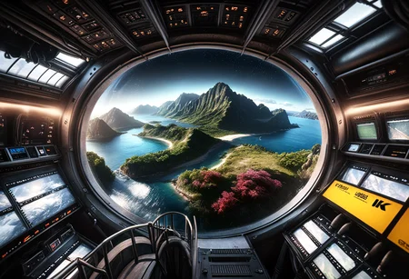 (Midnight, long focal length), A beautiful island located in the south pacific. A large mountain rises from the center of the island with rich (gold:red:purple) vegetation. The beauty of the island with the mountain is awe inspiring. It's a lovely, clear night with the stars and moon in view. Photo-realistic, eldoria, masterpiece, 2000s vintage RAW photo, photorealistic, film grain, candid camera, color graded cinematic, sharp focus, highly detailed, high quality, digital intricate details, light reflection, trending on artstation, sharp focus, photo-realistic, hyper-realism, In the eldoria style, no humans, donmn1gh7xl, donm3v1lm4dn355xl, hkevil, tbh295
(embedding:ziprealism-SDXL)
