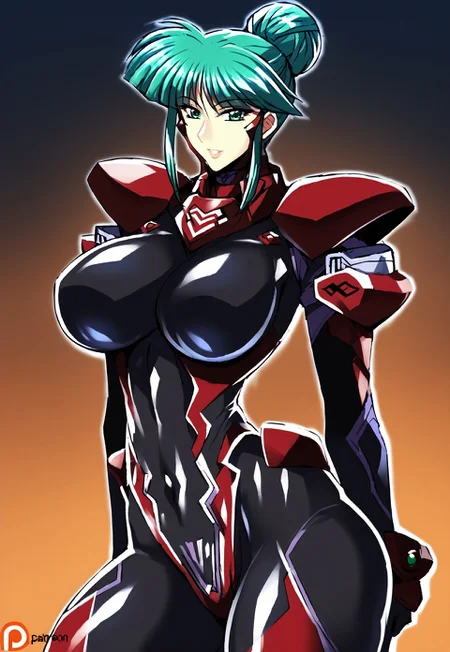 safe_pos, score_9, score_8_up, score_7_up, source_anime, BREAK, easynegative, FastNegativeV2, EasyNegativeV2, haganef style, breasts, 1girl, solo,sexy body , young, anime, mature, young, adult, sexy BODY, SLIM WAIST, 1GIRL, SOLO, legs, body mature, and adult, legs,large breasts,,mature woman, large breasts, adult, mature body, five fingers, 2 arms,  smile

Mana Tsukuyomi, 1girl, solo, medium hair, green hair, green eyes, large breasts, bang hair, bun hair, hair tie, hair behind ears, bodysuit, fortified suit, red fortified suit, red armor, red fortified suit, tight suit.
