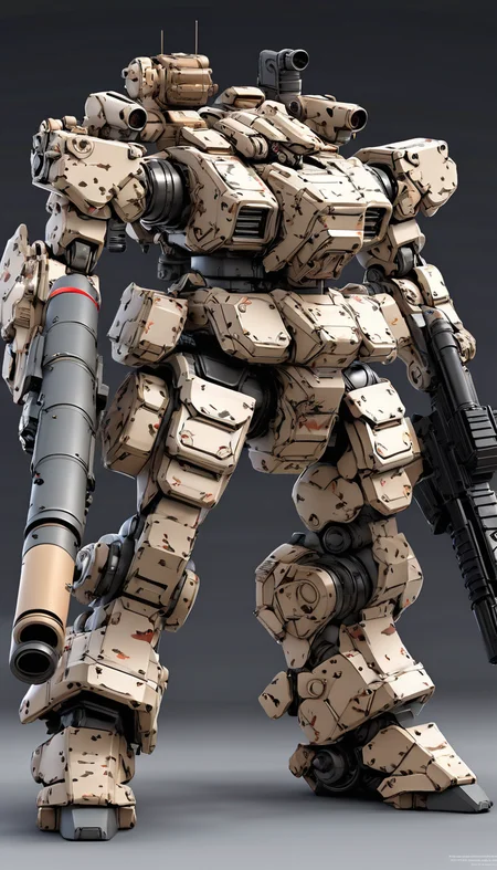(MRS),(battle field:1.5), mecha robot, mecha armor, full armor, (large size robot:1.5),mechanical parts, robot joints, (huge weapon:1.2), best quality, masterpiece, highly detailed, ultra-detailed,(battle-ready:1.2),(powerful stance:1.3),(Detailed eye description:1.2),(huge mechanical weapon:1.3),(detailed armor description:1.2), (detailed weapon description:1.2),(huge mechanical gun:1.2), (holding weapon and weapon :1.3)<lora:srdxl_v1_5g:0.8>