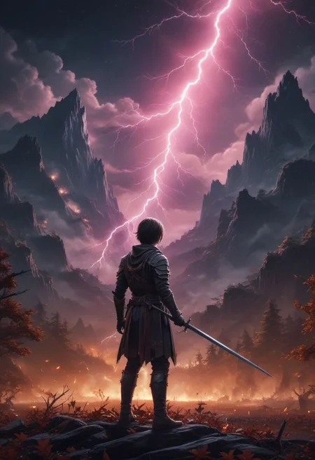 (inspired by Alena Aenami:0.5), magical wallpaper of a beautiful baby in paladin_uniform holding a (mythril_sword:1.2) to (battle a towering demon:1.2), (divine magic), (hair movement:1.15), (hero:1.1),
at night, city on fire, mass_destruction, (falling leaves:1.1), (lightning storms:1.1), fireflies, mountains, moon, trees, aurora, apocalyptic chaos, large-scale,
(style photorealistic),
(superior quality), (masterpiece), (intricate details), (hyperdetailed), 8k hdr, award-winning, artstation trending, sharp focus, vivid, high contrast,
cinematic lighting, dramatic atmosphere, atmospheric perspective, film grain, <lora:add-detail-xl:0.0>,  <lora:DetailedEyes_XL_V2:0.2>