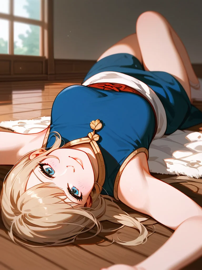 score_9, score_8_up, score_7_up, masterpiece, best quality, portrait photo of a girl, rested her chin on her hand, cheer leader, wood floor, (lying aside on the floor, posing to viewer), (low angle/from below),
<lora:ponyRealistic_v1-gamma:-0.4>