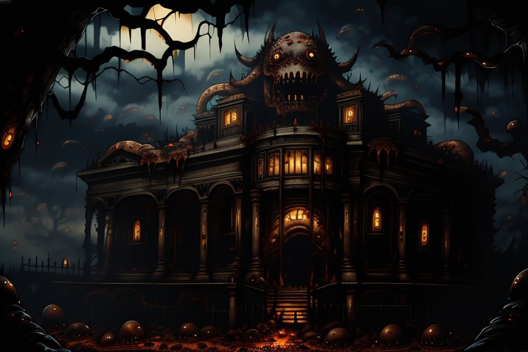 Photography, photorealistic, insanely real life detailed, 8k, highest resolution possible, sharp focus, taken with professional DSLR and lenses, cinematic, taken best skilled cinematographer, 
monster, horror \(haunted house\), Darkness,
Inside a haunted house, indoors,night,dark, creepy, scary,terrifying, haunted,
horror movie atmosphere, cinematic dark night time lighting and dramatic shadows,
Cinematically<lora:Reel_WHorror_1_2_9_ReWo_n:1> realistic horror scene of an indoors, 
humanoid, eyes,extra eyes,tentacles,horn,flesh,
veins, multiple limbs, blood pool, teeth, rim lighting, pov, (8K, RAW photo, best quality:1.2, masterpiece:1.2), (realistic, photo-realistic:1.2), ultra-detailed,