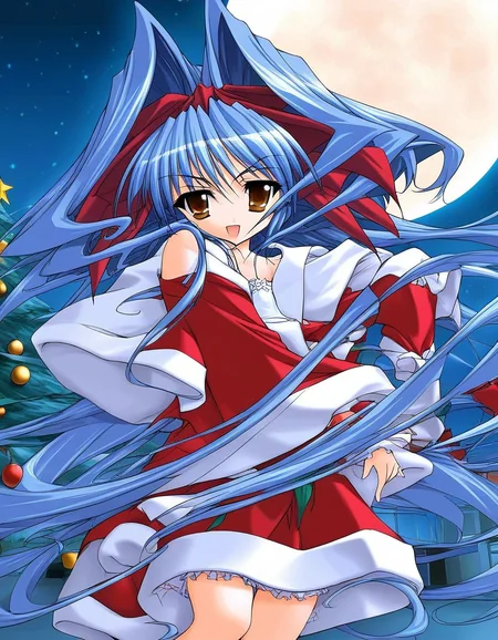 score_9, score_8_up, score_7_up, source_anime, rating_explicit, BREAK <lora:Shion_mahjong_XL:1> Shion_mahjong, very long hair, blue hair, hair bow, hair intakes, brown eyes, flat chest, short stack,
Christmas, SantaClaus, night, starry sky, full moon,
looking at viewer,
cowboyShot,