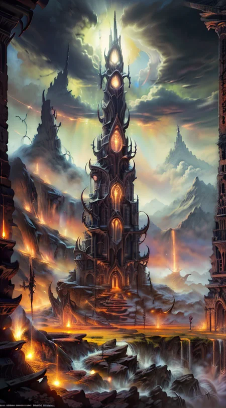 Masterwork Painting, Magnum Opus,
HDR photo of
Dreamscape,
ethereal fantasy concept art of
<lora:Wizard_Tower-10:0.75> witow, castle, cloud, cloudy sky, grass, no humans, scenery, sky, tower, tree,
<lora:locon_conceptlightning_v1_from_v1_64_32:1> lghtnngprsn, lightning, storm
<lora:Hell2_v1.0:0.8> demonic, creatures, fire, city, creepy, lava, volcano, castle,
. magnificent, celestial, ethereal, painterly, epic, majestic, magical, fantasy art, cover art, dreamy,
. Surreal, ethereal, dreamy, mysterious, fantasy, highly detailed,
. High dynamic range, vivid, rich details, clear shadows and highlights, realistic, intense, enhanced contrast, highly detailed,
highres, 8k, uhd, High Dynamic Range, tonemapping, crisp details, intricate details, fine details