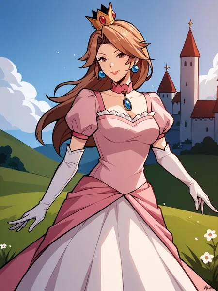 score_9, score_8_up, score_7_up, score_6_up, score_5_up, score_4_up, rating_explicit,
BREAK
1girl, katalina \(granblue fantasy\), brown hair, parted bangs, long hair, brown eyes, adult, mature, smile,
BREAK
solo, standing, pink dress, frilled dress, mini crown, white elbow gloves, princess peach, blue earrings,
BREAK
field background, castle, <lora:Lunas-Katalina-Granblue-SDXL-A1:1>