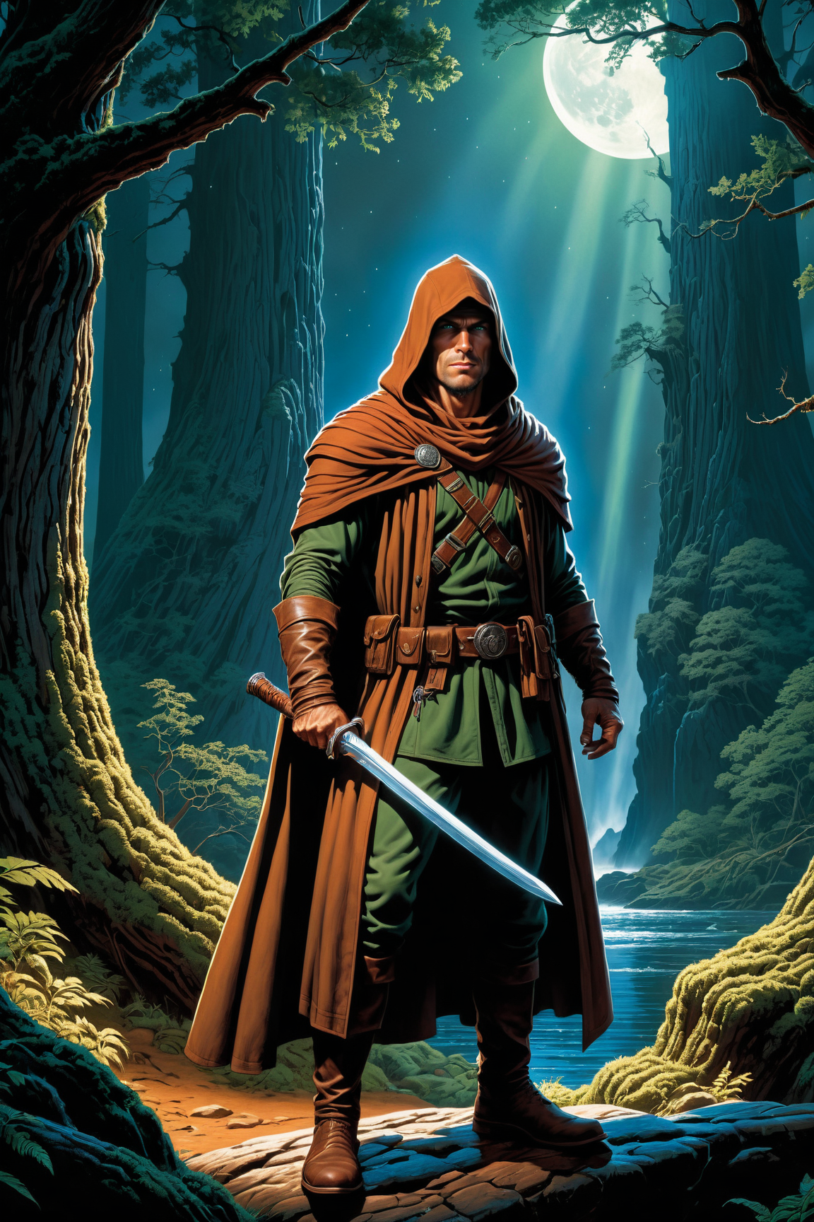 by  Brothers Hildebrandt  and  Joe Fenton  in the style of  Terry Redlin ,   high fantasy preternatural fit rogue    <lora:more_art:0.30> <lora:midjourney:-0.15> <lora:RMSDXL_Enhance:0.50> <lora:RMSDXL_Creative:0.50> <lora:RMSDXL_Photo:0.50> <lora:RMSDXL_Darkness_Cinema:0.50> <lora:clothing_slider:2.00> <lora:great_lighting:1.50> <lora:aesthetic:1.50> <lora:photorealistic_portrait:1.50> <lora:extremely_detailed:1.50> <lora:dpo:0.25> <lora:perfect_hands:0.50>