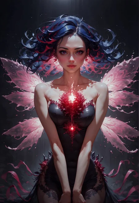score_9, score_8_up, score_7_up, 1girl, realistic, long hair, wind, galaxy, solo, black dress, floral theme, from front, facing viewer, milky way, (red glow, red hue, red translucent magical glowing flowers:1.12), (red eyes:0.7), (black and red hair:1.15), (abstract:0.25), (glowy red theme), black feather wings  <lora:sdxl\Concept Art Twilight Style SDXL_LoRA_Pony Diffusion V6 XL:0.8>, concept art, <lora:sdxl\Expressive_H-000001:0.8>, expressiveH <lora:sdxl\pony_vixon_galaxy:0.5:LBW=1,1,1,1,1,1,1,1,1,0.8,0.6,0.6,0.6,0.6,0.6,0.6,0.6;>, g4l4xy <lora:sdxl\sinfully_stylish_SDXL>