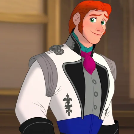 1boy, solo, Prince_Hans, ginger hair, side burns, green eyes, prince hans royal outfit, standing