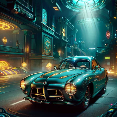 beautiful linework thick-outlines strong-shadows <lora:detail_slider_v4:1.0> <lora:50s_hyper_car_homage-v01:1> <lora:BioShockPunk_v2:0.8> BioShockPunk retro-50s-car-at-a-car-show underwater-city sharp-focus (Futuristic-style-:1.3) Sleek modern ultramodern high-tech detailed soft-diffuse-lighting (masterpiece best-quality absurdres detailed ultra-detailed:1.3) (ornate-details:1.3)
