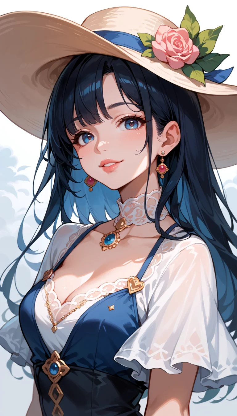 score_9, score_8_up, score_7_up, Anime Style, Portrait, A shadowy human figure, cute, seductive, innocent, light smile:0.3, plump lips, slender body, large hat, intense fog background, depth of field, dynamic angle, fashion photography, sharp, hyperdetailed:1.15