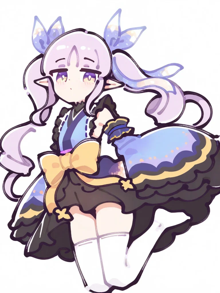 simple background,white background,1girl,solo,full body,looking at viewer,,kyouka \(princess connect!\),white thighhighs,<lora:294@:1>, masterpiece, best quality, very aesthetic, absurdres