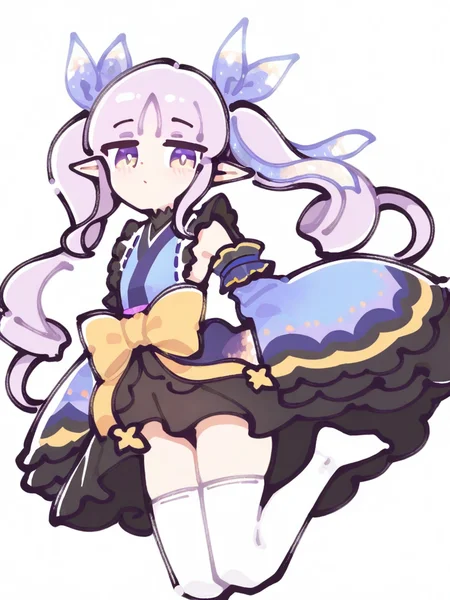 simple background,white background,1girl,solo,full body,looking at viewer,,kyouka \(princess connect!\),white thighhighs,<lora:294@:1>, masterpiece, best quality, very aesthetic, absurdres