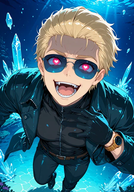 IllusP0s, source_anime, ah1, IllustriousQual, interesting, exciting, spectacular, wonderful, amazing quality, absolutely eye-catching, very awa,
BREAK <lora:xl_more_art-full_v1:0.2>, <lora:aesthetic_anime_v1s:0.2>,<lora:detailxl:0.2>, detailxl, amazing quality, best aesthetic, absurdres, illustration, Volumetric_Lighting, ultra-detailed, very aesthetic, intricate details, best_quality, lazympos, <lora:Add_Details_v1.2:0.2>, <lora:quality_modifiers_masterpieces_v1:0.2>, <lora:ZootPonyAnime_V1_r2:0.2>, <lora:Bestifacator2:0.2>, anime style,
BREAK (((finding water))), <lora:DynamicPoseIL2att_alpha1.0_rank4_noxattn_900steps:0.8>, dynamic pose,
BREAK Stable_Yogis_PDXL_Positives, AS-Adult, <lora:Complicated fantasy portrait - XL Pony V2.0:0.2>, <lora:HDA_Detailer:0.3>, AS-MidAged, (((move chart))),
BREAK (((<lora:albertwesker-guy-PONYv1:0.8>, albertwesker, 1boy, toned, athletic, fit, mature male))), <lora:shinyskin2:0.2>, glistening skin, <lora:perfection style:0.2>, perfection style, perfection,
BREAK (((black gloves, watch, belt, black coat, black pants, black turtleneck, zipper, black boots))), ((sunglasses:1.3)),
BREAK ((slicked back hair, (short hair:1.7), blonde)), <lora:hairdetailpxl:0.2>, hairdetailpxl,
BREAK ((angular face, sharp_featured face, handsome, charming, alluring)), red eyes, glowing eyes, expressive eyes, perfecteyes, EyesHD, <lora:Eyes_Lora_Pony_Perfect_eyes:0.2>,
BREAK (((crazy eyes, glowing eyes, (uwu), heart-shaped pupils, maniacal grin, laughing, open mouth, smile, yandere))), <lora:Expressive_H:0.2>, Expressiveh, <lora:Emotional_Anime_Expressions_PonyXL_Concept:0.2>, emotional, <lora:Best_Facial_Expression_LoRA_PONY:0.2>, looking at viewer, <lora:Detailed expressive EXEV style -XL Pony V1.0:0.2>, FaceDetail,
BREAK (((a serene Arctic underwater world, with glacial ice, dark, freezing waters, a pristine and isolated marine environment))), <lora:Background Detailer - SDXL:0.2>, 4k, 8k, Ultra HD, Masterpiece, Best quality, Detailed background, foreshortening, extreme perspective, <lora:Add_more_details_V2_XLpony:0.2> full_details, <lora:background-type1:0.2>, <lora:AddMicroDetails_Illustrious_v3:0.2>, addmicrodetails, SmoothNoob_Quality,