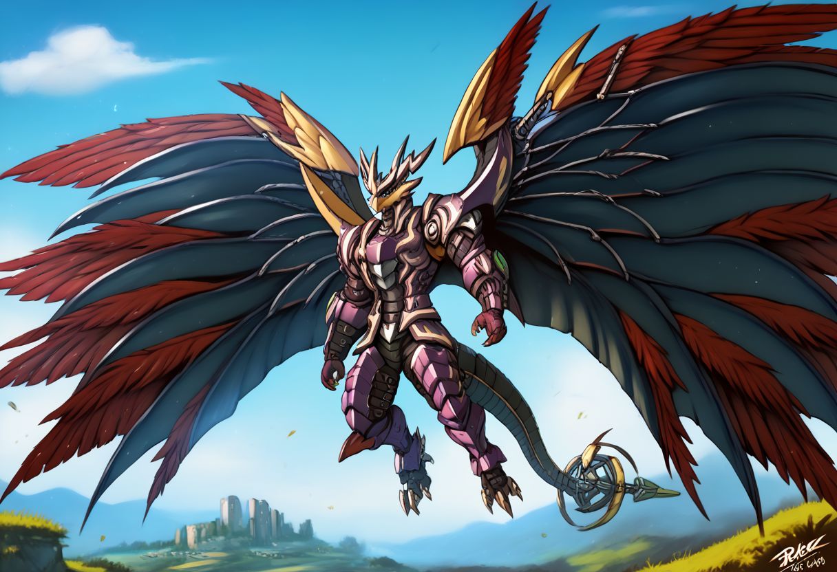 (hi res), ((masterpiece)), ((best quality)), (8k hd, hdr:1.1,score_9, score_8_up, score_7_up, score_6_up, score_5_up, score_4_up, rating_safe,dexdoru dragon,outdoors,wings,horns,multiple wings,outdoors
