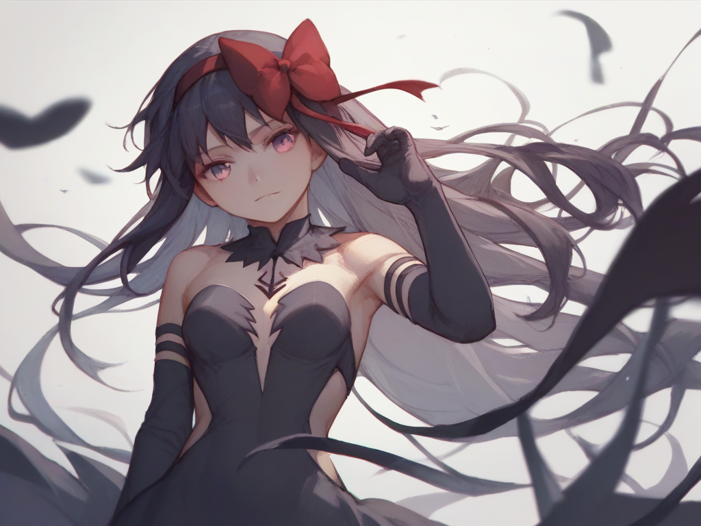 score_9,score_8_up,score_7_up, <lora:akuma_homura:1>ï¼solo, 1girl, akuma homura,  wing