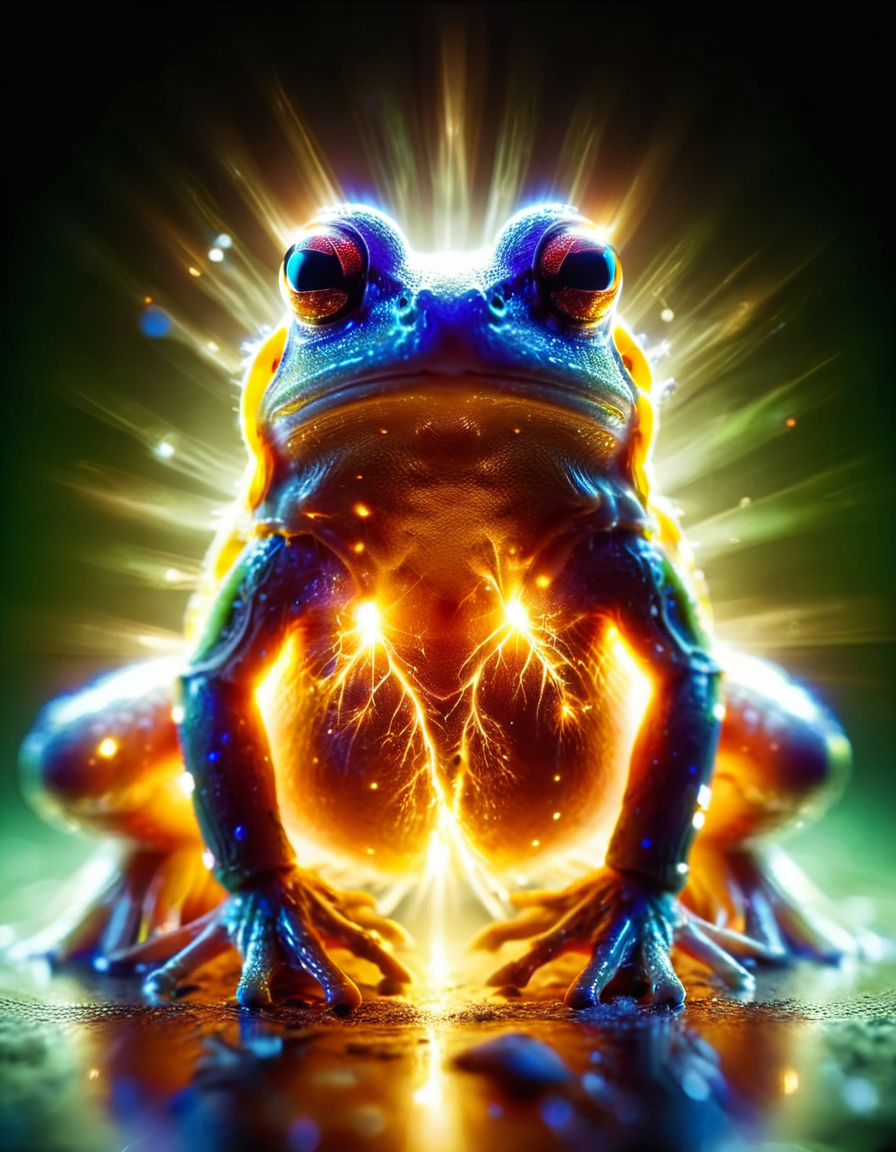 macro photo, a beautiful frog, glowing lights, beautiful magical sparkles, vibrant whimsical colors <lora:ral-sprnva:1> ral-sprnva