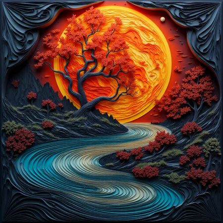 <lora:Paper_Quilling_And_Layered_Paper_Style:0.8> Paper Quilling, Layered Paper planet earth with the sun in the background, eclipse,, surreal photography, dreamlike imagery, subconscious exploration, bending reality, imaginative narratives, juxtaposing elements, evoking wonder and awe, transcending boundaries, challenging perceptions, fantastical landscapes, otherworldly atmospheres