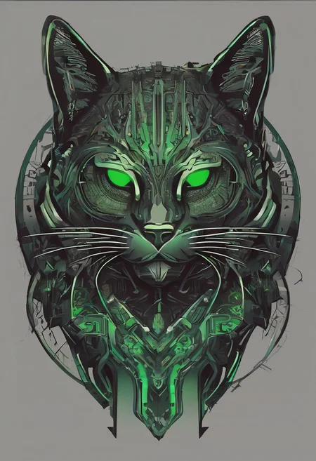 logo, vector, Black, Green, Red, TEXT: "Shadow", mystic, fantasy, cyberpunk, steampunk, Cat, 8k, intricate details, octane render, masterpiece.