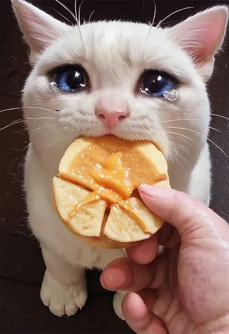 score_9, score_8_up, score_7_up,
sad cat meme, animal focus, cat, animal, out of frame, realistic, eating, food, no humans, holding, pov, solo focus, pov hands, <lora:sad_cat_pony27:0.6>,tears,cry