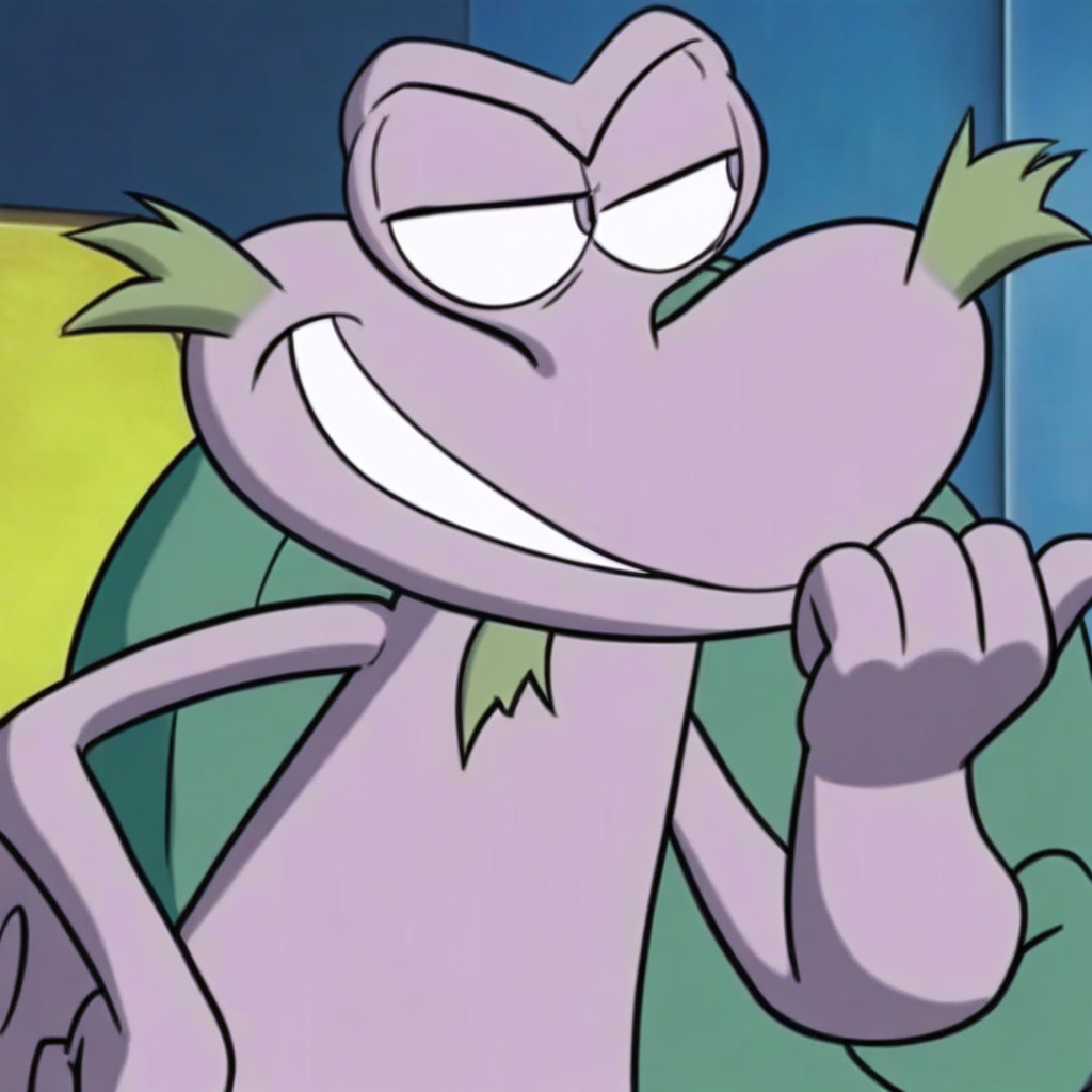 Escargoon, snail, smug, looking away, scheming