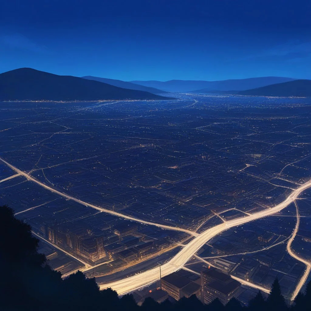 Hill, Afar, City, Night, VR 360