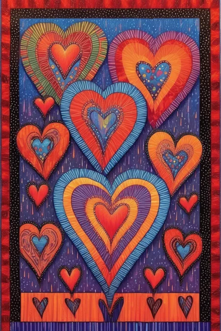 <lora:Laurel Burch Style:1>Laurel Burch Style - Rainy arts graphic charts taffeta marts Africa Hearts scintillating darts