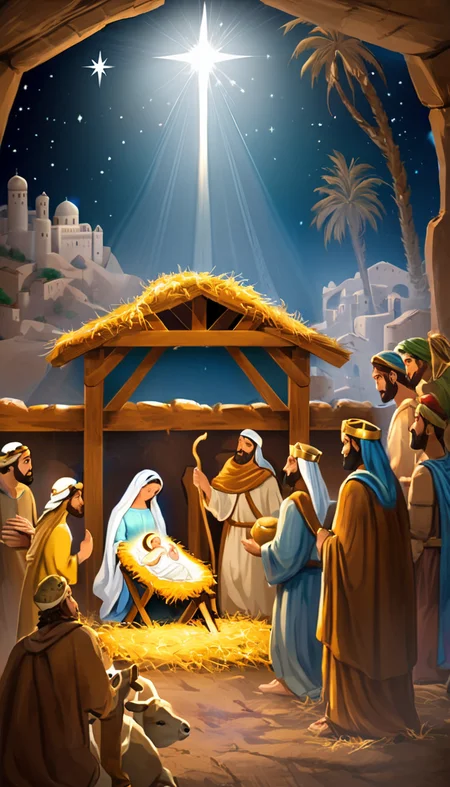 concept art Nativity Scene, scenery, detailed background, masterpiece, best quality, high quality, absurdres <lora:nativity_scene_xl_v1:1> . digital artwork, illustrative, painterly, matte painting, highly detailed