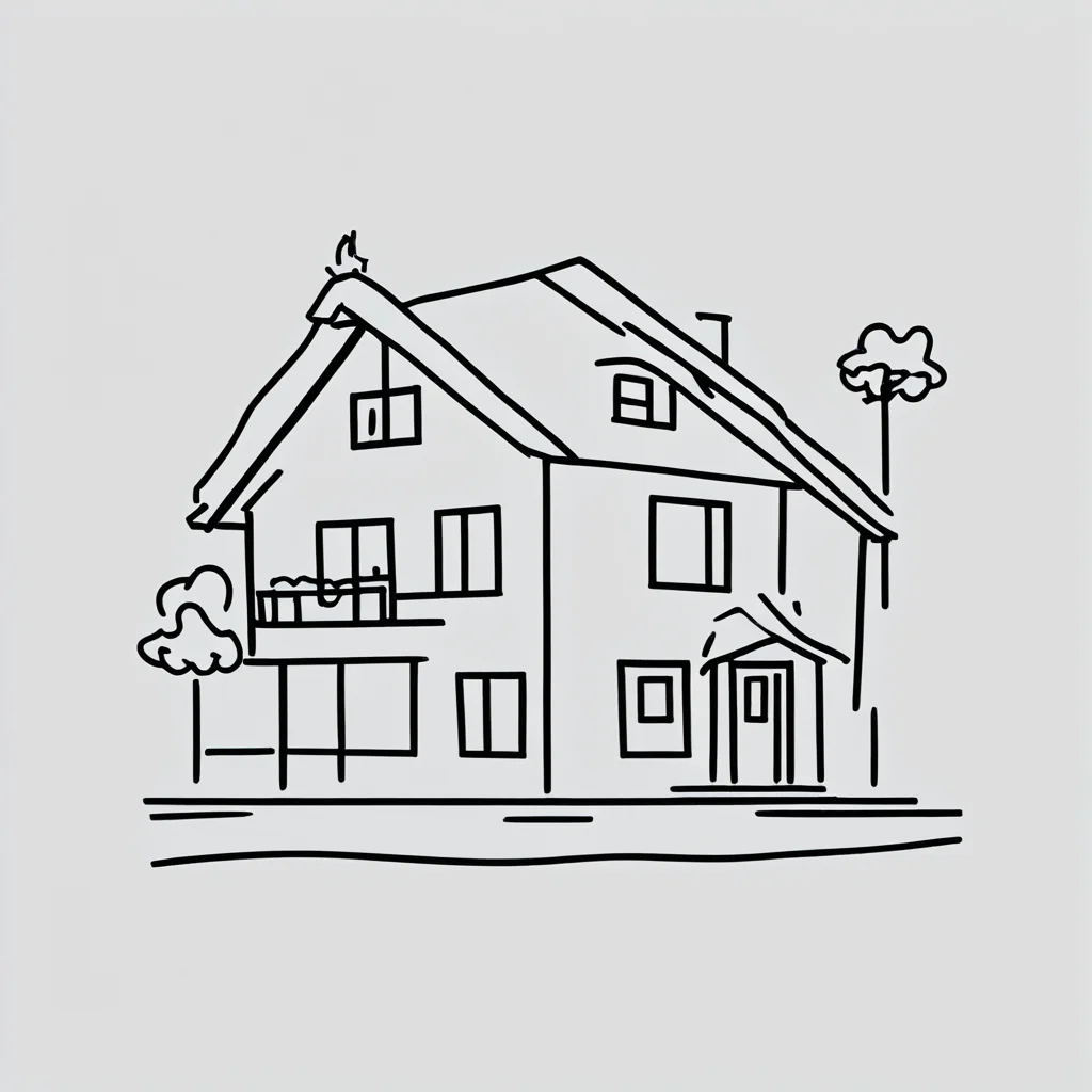 <lora:Simplest_line_artPony:1>. ARSMJSTYLE, simplest line art, house,