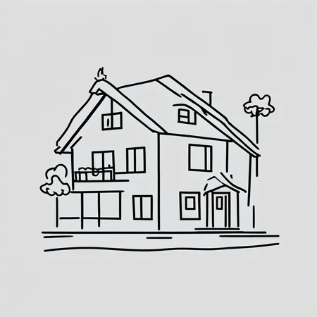 <lora:Simplest_line_artPony:1>. ARSMJSTYLE, simplest line art, house,