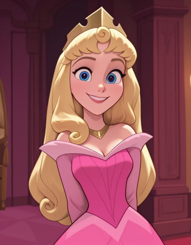 masterpiece, best quality, amazing quality, very aesthetic, absurdres, newest, detailed background, cowboy shot, 4k, 8k,
ralphstyle,
auroraxd, 1girl, solo, blonde hair, blue eyes, long hair, pink dress, off-shoulder dress, cleavage, medium breasts, crown, looking at viewer, smile,
<lora:Aurora_-_Disney_Illustrious:1>
<lora:Ralph_Breaks_the_Internet_Style_-_Disney_Illustrious:1>