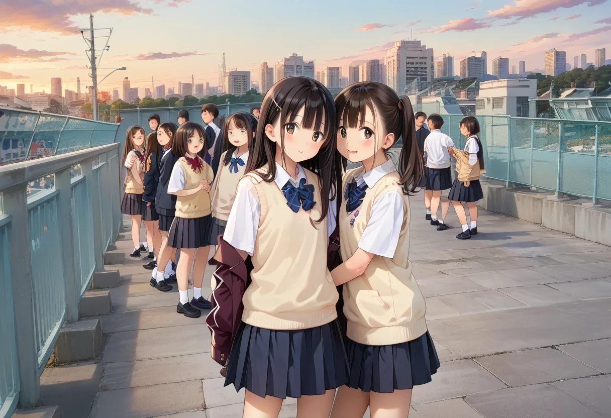 score_9, score_8_up, score_7_up, rating_safe, masterpiece, best quality, absurdres, unity 8k wallpaper, official art, official style, source_anime, uncensored, game cg, megami magazine,
okujyou, multiple girls, 6+girls, school uniform, multiple boys, real world location, 6+boys, outdoors, long hair, sky, skirt, brown hair, city, black hair, short hair, jacket, day, cityscape, sweater vest
<lora:gakkou_okujyo_PONY_V1:1>