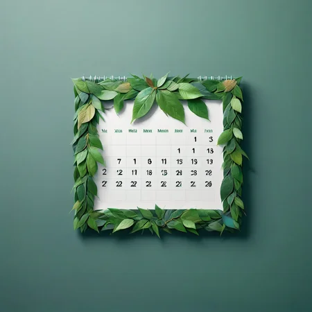 a calendar made out of leaves, simple background <lora:LeafStyle:1>