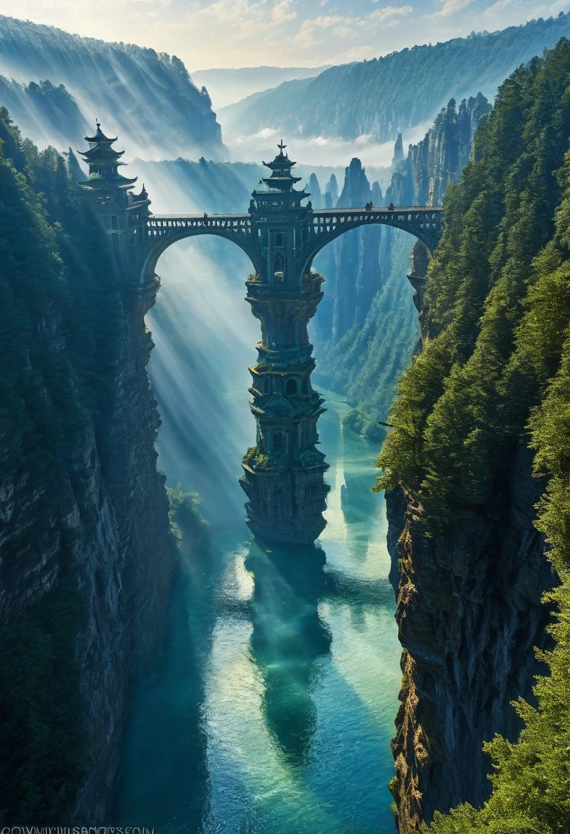 towers ringed in mist, sunrays, mixed media, surrealism, fantasy, great lighting, A surreal landscape highly detailed, extremely high-resolution details, appears trapped in an optical illusion of reflections and refractions colorful, Zhangjiajie mountains, Vienna in contemporary Austria, baroque architecture, stone bridges, winding rivers extending to the horizon, professional photography, natural lighting, volumetric lighting maximalist. vivid, vibrant colors, intricately detailed, complex, elegant, expansive, fantastical, film photography style, medium grain, cmnt
(8k uhd:1,4)