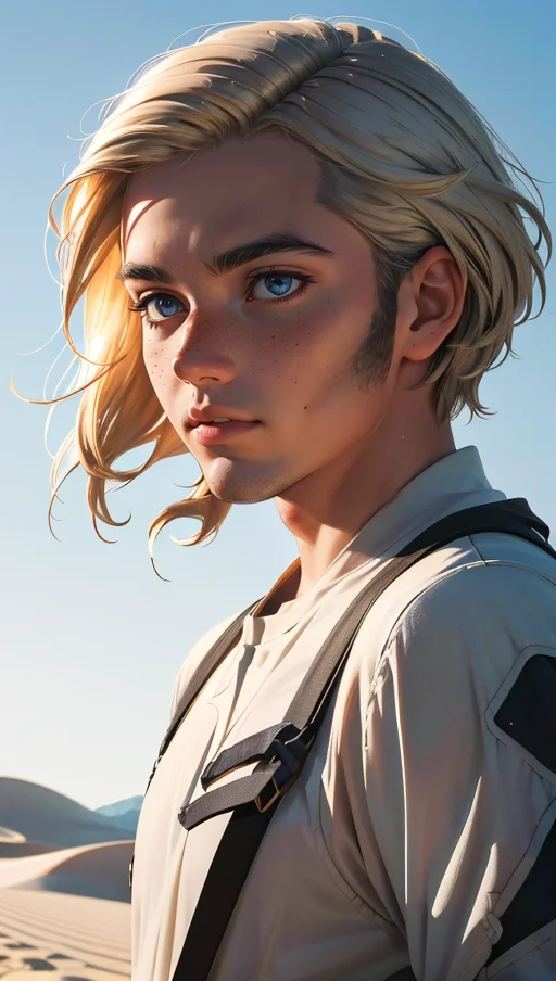 (best quality, masterpiece, colorful, dynamic angle, highest detailed)upper body photo, Stunning girl walking on white sand dunes, white sands national park, long white detailed hair blowing in the wind, ultra high res, (photorealistic), 1girl, blonde hair, cinematic, 8k, RAW photo, highly detailed skin texture, portra 400, film grain, real photo, moody lighting, dramatic lighting, petite body, goosebumps on skin, freckles, (intricate details, hyperdetailed:1.15), detailed, light passing through hair, (official art, extreme detailed, highest detailed), <lora:gender_slider_v1:-5>