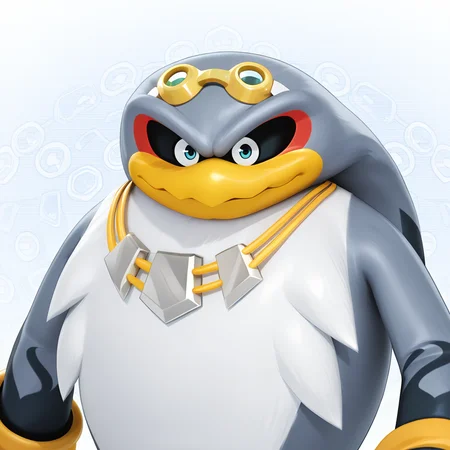 <lora:Storm_the_Albatross_Sonic_the_Hedgehog_-_Illustrious:1> Storm the Albatross, 1boy, portrait, goggles on head, gloves, necklace, smile, looking at viewer, white background, cyber background,