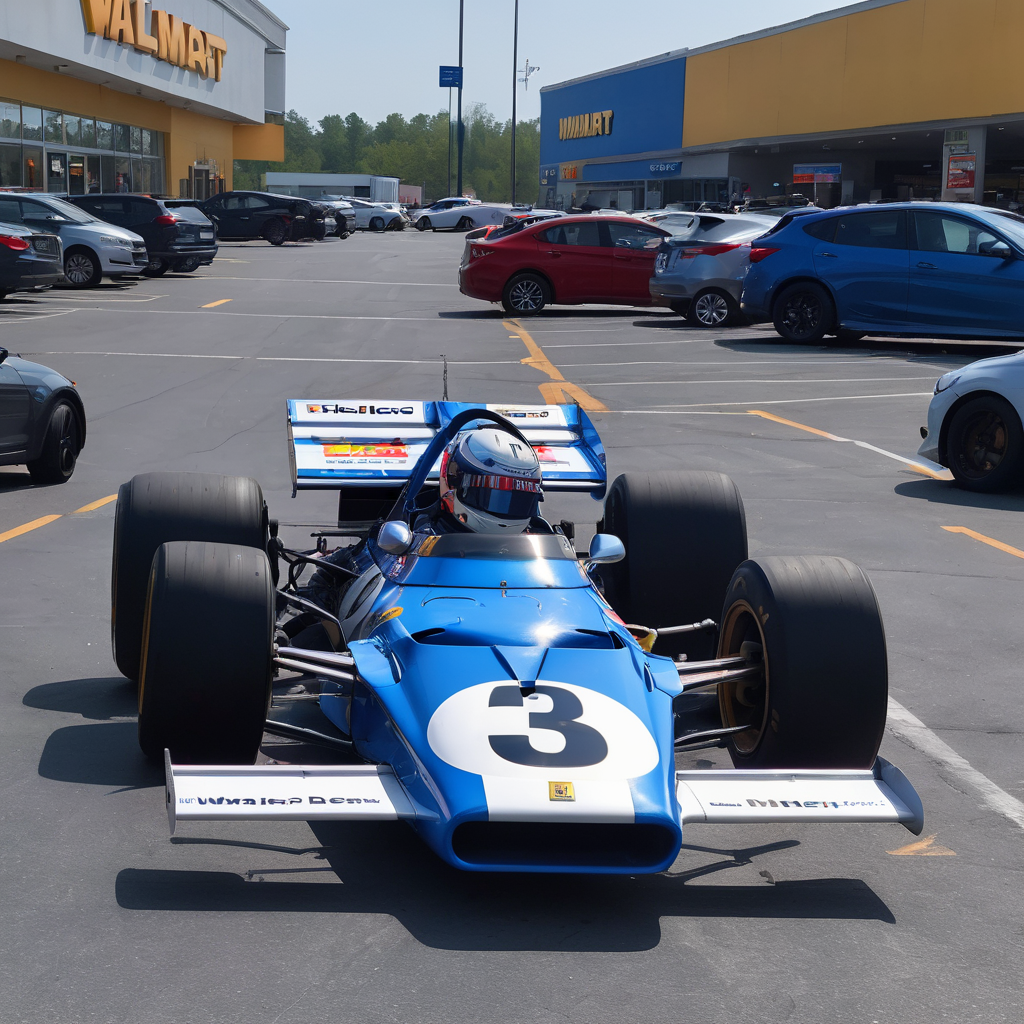 photo of a f312b, ultra detailed livery, 8k uhd, high quality, (parked in a walmart parking lot:1.4), shopping carts, customers, early hours of the morning of a summer day, 4k, glimpses of sunlight, vibrant color <lora:f312b_SDXL-LoRA-v02:0.7>