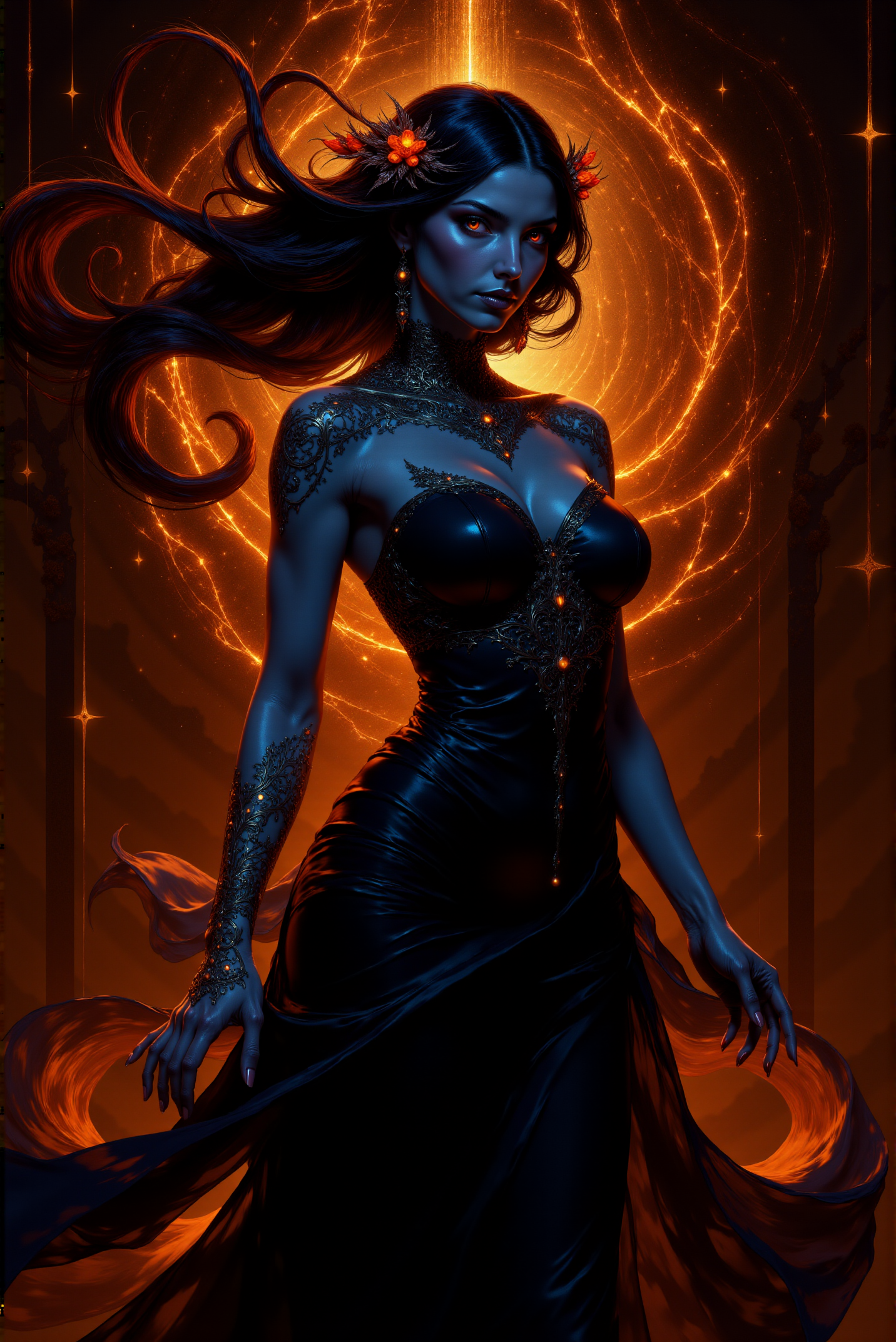 <lora:FANCHA_v.4:0.8> Fancha style. She wears a shiny diamond necklace.
