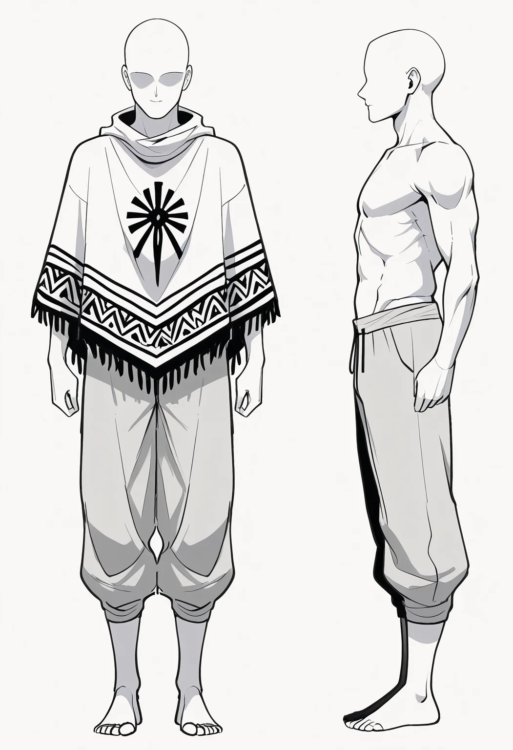Smooth Quality,masterpiece,beautiful aesthetic, very intricate, high quality details, ultra realistic, high detailed skin,
simple background, white background,
<lora:mannequincnn:0.8> mannequinbase,male/cnn,faceless, white skin, colored skin, reference sheet, multiple views,1boy, toned,
poncho, ,{shorts|pants, baggy pants},