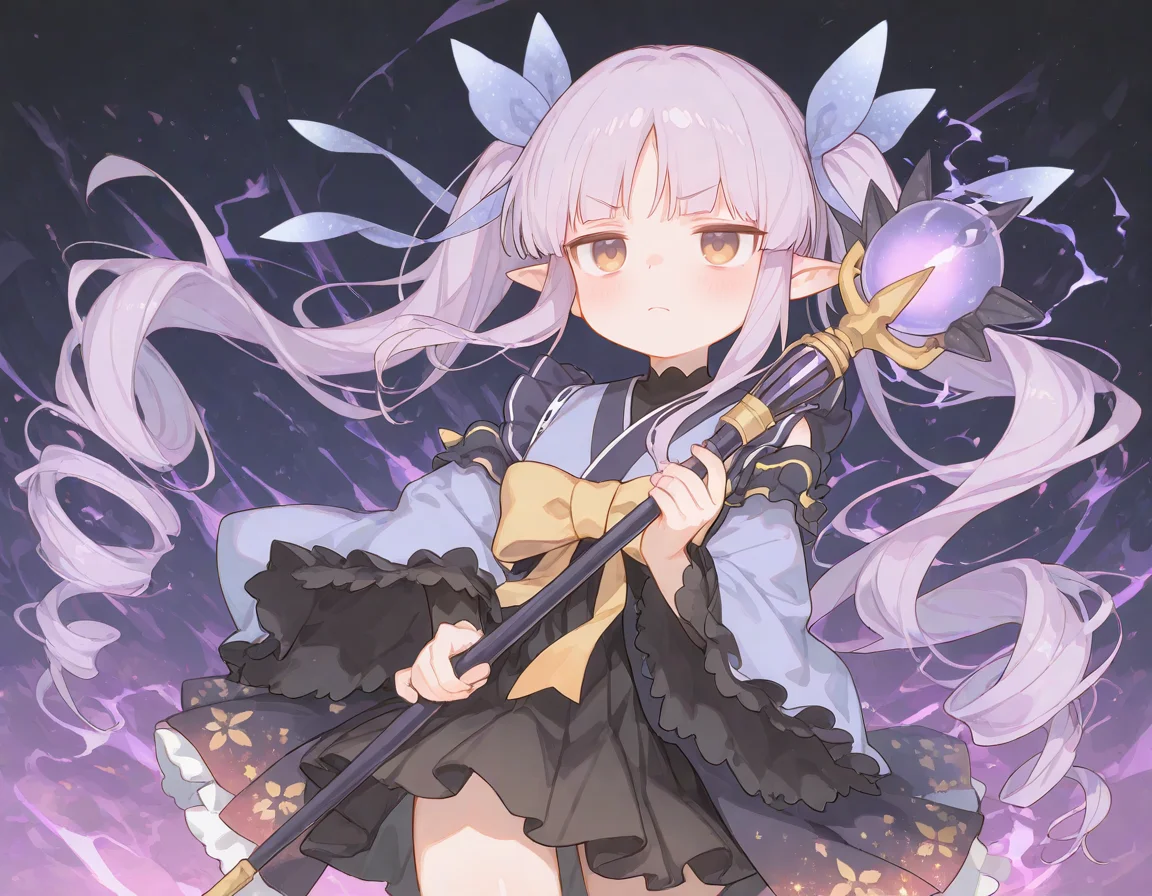 1girl, solo, kyoka \(princess connect!\), holding staff, casting spell, concentrating, frown, energy, 
very awa, masterpiece, best quality, amazing quality, absurd res, hi res, highres,  <lora:NoobV065sHyperDmd:0.2>  <lora:rupetan:0.8>