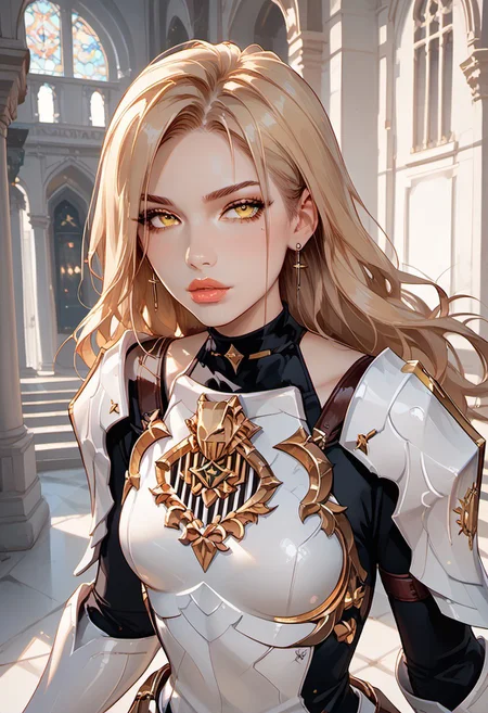 masterpiece,best quality, highly detailed, score_9, score_8_up, score_7_up, score_6_up, score_5_up, score_4_up, ((zPDXL3)), ((zPDXLxxx)), ((face focus)), (SuperQuality:1.0) ~ (SuperQuality:1.2), Expressiveh, highres, 1girl, kisara, blonde hair, long hair, yellow eyes, earrings, bodysuit, armored boots, breastplate, gloves, shoulder armor, adult lustful confident woman, petite, slender body, perky saggy natural breasts, full lips, bangs, sidelocks, straps, ((sexy)),
chinese magical sorceress, animated, swirling magic, wisps of magic, dancing pose, tight squeezed outfit, magical accessories, evoking motion, conveying motion, dynamic splash art