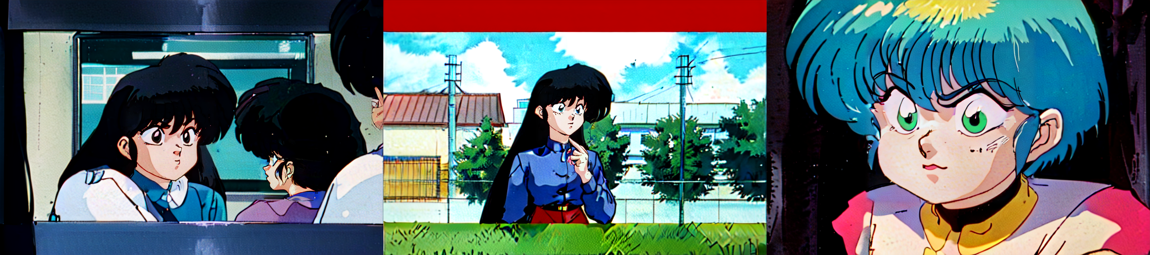 highly insanely detailed, masterpiece, top quality, best quality, highres, 4k, 8k, RAW photo, (very aesthetic, beautiful and aesthetic), 
<lora:ranma_style_v1:1>, 
(1girl:1.3), 1other, 
__lazy-wildcards/dataset/background__,âââ