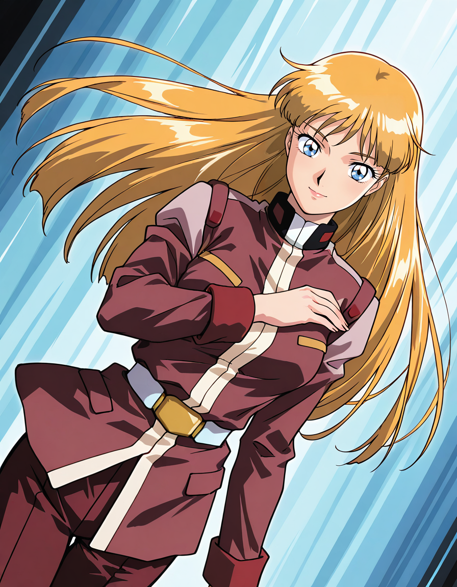 score_7_up, anime BREAK official art, solo, 1girl, one girl, 
<lora:Lucille_Liliant:1>, Lucille Liliant, long hair, blonde hair, blue eyes, 
1990s (style), smile,
dynamic angle, dynamic pose, 
(masterpiece:1.3), best quality, high resolution, unity 8k wallpaper, extremely detailed CG, 8K, (watercolor \(medium\), muted color, sketch:1.1), perfect anatomy, highly finished, masterpiece, best quality, high quality, amazing quality, great quality, very aesthetic, ultra detailed, highres, absurdres, highly detailed, highly detailed background,