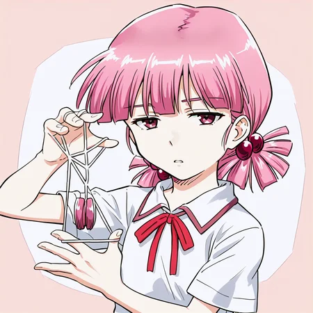 <lora:SPSB_pony_v01:0.95> spsb, hand up, upper body,
<lora:KirisakiMai_pony_v01:0.6> kirisaki mai, pink hair, low twintails, hair bobbles, parted lips, expressionless, collared shirt, short sleeves, neck ribbon, looking at viewer,