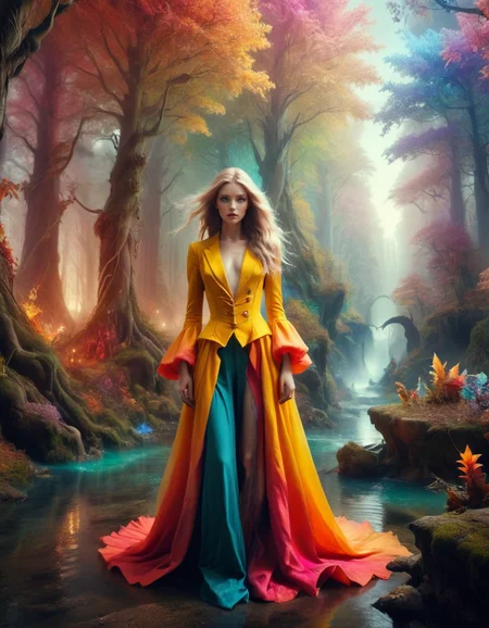 RAW photo, (photo flash:1.5) (fashion photography) (pictorialist style), fashion shot, realistic photo style, sharp focus, colorful fantasy realm <lora:ral-fntsyrlms-sdxl:1> ral-fntsyrlms