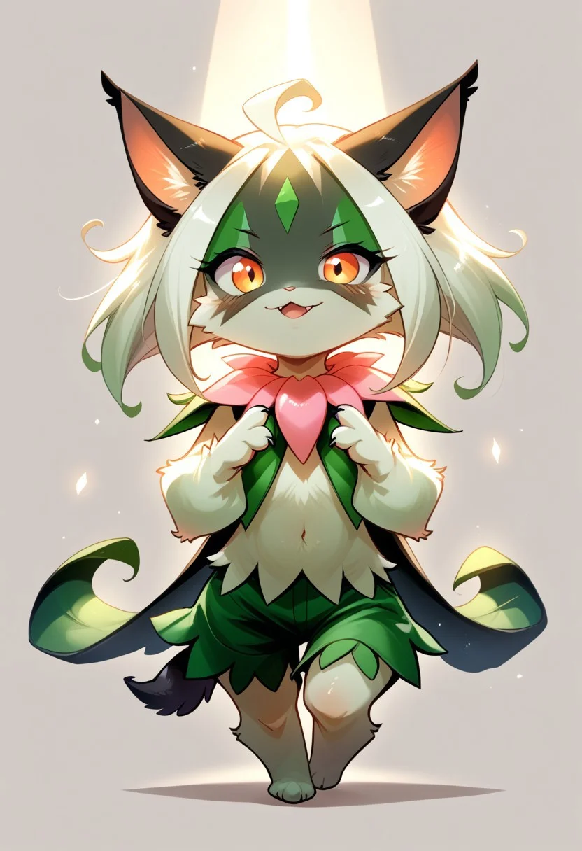 score_9, score_8_up, score_7_up, source_furry, solo, adorable feral Meowscarda, chibi body, (indirect lighting, dynamic lighting:1.4), simple background, (detailed image, high resolution, 5k resolution:1.0), (las lindas art style), (anime Art Style:1.2)